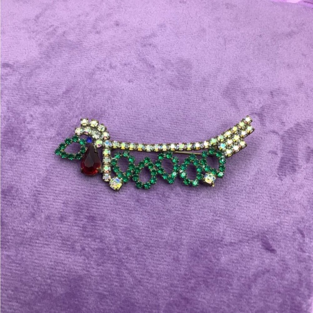 Vintage Czech Dachshund brooch Colorful - Picture 2 of 6